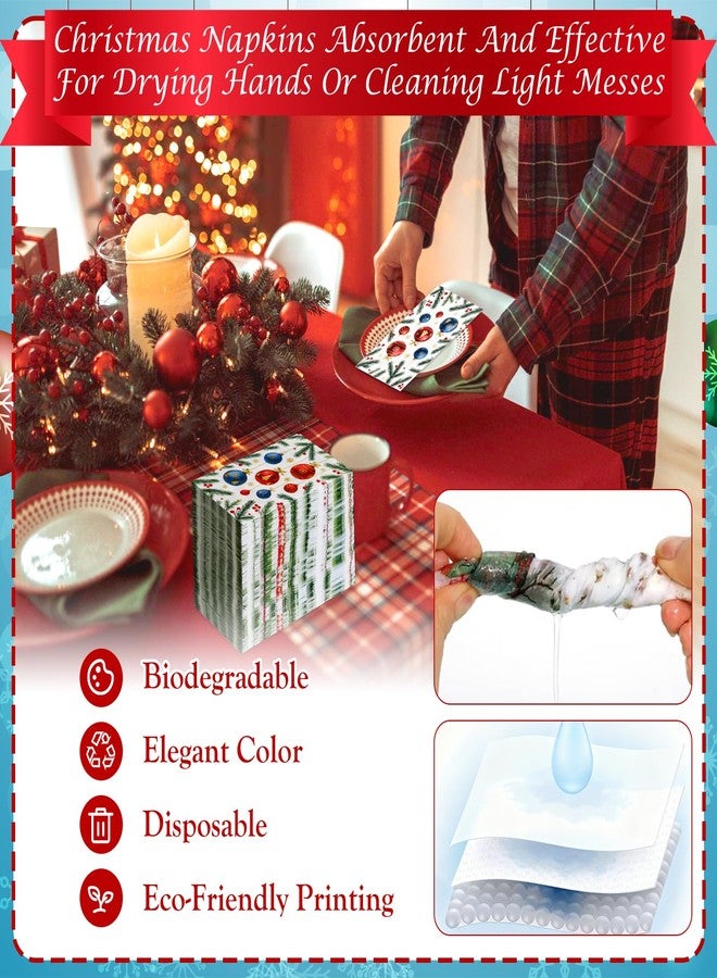 Jollidecor 170 Pcs Christmas Paper Napkins Disposable Guest Napkins 2 Ply Decorative Christmas Balls Holiday Xmas Dinner Hand Napkin for Party, Kitchen, Bathroom, Holiday Xmas Table Decoration - Image 4